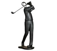 4×3×12" Modern Golf Figurine Statue - Elegant Polyresin Golfer Sculpture for Home Decor - Black Geometric Luxury Art for Living Room, Wine Cabinet, Office - Minimalist Modern Decorative Gift