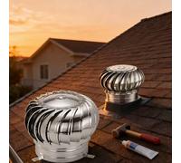4.3" Roof Vent Attic Fan 110mm Stainless Steel 304 Turbine Ventilator Adjustable 4-12" Air Vent Outlet with Clamps Efficient Rotating Roof Wind Ventilator
