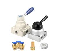 4/3 Way Rotary Lever Hand Valve Manual Flow Control 3 Position 4 Port K34R6-8D 4HV310-10 1Pcs(4HV330-10,with 10mm Fitting)