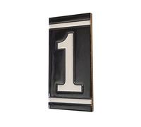 4.3' x 2.2' 11cm x 5.5cm Spanish Back Classic Hand-Painted Number Tiles & Optional Metal Frames (Black Number 1 Tile)