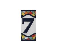 4.3' x 2.2' 11cm x 5.5cm Spanish Mosaic Hand-painted Number Tiles & Metal Frames (Number 7)