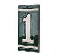 4.3' x 2.2' 11cm x 5.5cm Spanish Olive Classic Hand-Painted Number Tiles & Optional Metal Frames (Olive Number 1)