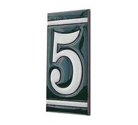 4.3' x 2.2' 11cm x 5.5cm Spanish Olive Classic Hand-Painted Number Tiles & Optional Metal Frames (Olive Number 5)