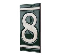 4.3' x 2.2' 11cm x 5.5cm Spanish Olive Classic Hand-Painted Number Tiles & Optional Metal Frames (Olive Number 8)