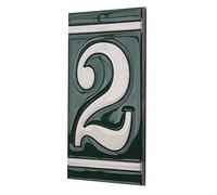 4.3' x 2.2' 11cm x 5.5cm Spanish Olive Classic Hand-Painted Number Tiles & Optional Metal Frames (Olive Number 2)