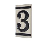 4.3' x 2.2' 11cm x 5.5cm Spanish White Classic Hand-Painted Number Tiles & Optional Metal Frames (White Number 3)