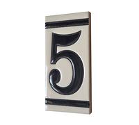 4.3' x 2.2' 11cm x 5.5cm Spanish White Classic Hand-Painted Number Tiles & Optional Metal Frames (White Number 5)
