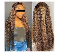 4-30inch Highlight Ombre Lace Front Wig Human Hair HD Deep Wave Lace Frontal Wigs Glueless Wigs Human Hair Wigs for Women(Lightgold,22inches)