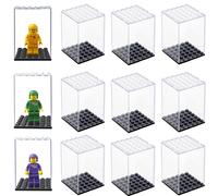 4-32pcs Minifigure Display Case Acrylic Display Box Stackable Building Blocks Storage Case for Figurines Toys and Collectibles 8pcs Clear