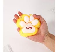 4.33 Inch Big Cat Paw Squeeze Toy, Large Soft Stress Fidget Squishy Toys Kawaii Sensory Silicone Cat Paws Fufu Taba Toys Novelty Party Favors for Kids Adults Gift (Yellow Red Love Pearl)