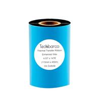 4.33" x 1476'(110mm x 450m) Enhanced Wax Thermal Transfer Ribbon, Core 1", Black, Ink Outside, Barcode Ribbon Compatible with Zebra Printer