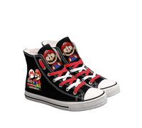 (4, 35) Super Mario High Top Canvas Shoes Casual Flats Raw Canvas Shoes