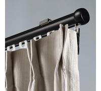4.3ft Heavy Duty Single Track Curtain Rod with Upgraded Pulleys - Versatile Aluminum Drapery Solution for Modern Home Décor, Easy Install, Sl lack Finish
