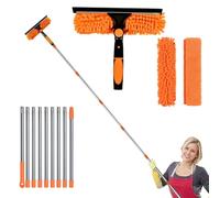4.3M Window Cleaning Equipment, Telescopic Window Cleaner Pole with Silicon Squeegee and Scrubber Tool Long Handle Cleaning Kit for Indoor Outdoor High Windows Wall Car