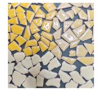 4.3oz/122g Polygon Porcelain Mosaic Tiles DIY Craft Ceramic Making Materials 1-4cm Length,1~4g/pc,3.5mm Thickness for DIY Art Craft Decoration(Yellow Mix)
