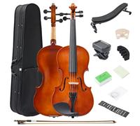 4/4 Acoustic Violin for Beginners, Full Size Plywood Fiddle Set for Kids and Adults with Hard Case, Bow, Extra Strings, Shoulder Rest, Rosin, Clip-on Tuner, Fingerboard Stickers, and Mute.