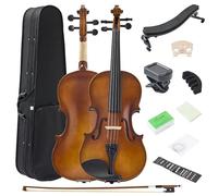 4/4 Acoustic Violin for Beginners, Full Size Plywood Fiddle Set for Kids and Adults with Hard Case, Bow, Extra Strings, Shoulder Rest, Rosin, Clip-on Tuner, Fingerboard Stickers, and Mute.