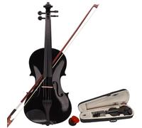 4/4 Black Acoustic Violin Set with Case, Bow & Rosin - Full-Size for Students & Adults (Arbor Bow with Horsehair)