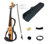 4/4 Black/White/Solid Wood Advanced 3-Band-EQ Electric/Silent Violin Kit Ebony Fittings Violin (Color : B)