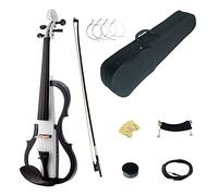 4/4 Black/White/Solid Wood Advanced 3-Band-EQ Electric/Silent Violin Kit Ebony Fittings Violin (Color : C)