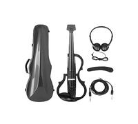 4/4 Carbon Fiber Electric Violin Headless Fiddle Electric Violin With Bow Carry Case Headphone Cable Shoulder Rest