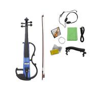 4/4 Electric Mute Violin Fiddle Musical Instrument Blue Electric Violin With Accessories Case Cable Headphone (Color : Dark blue)