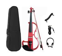 4/4 Electric Silent Violin Solid Wood Violin for Adult Professional Performance Beginners with Chin Rest Violin Case Audio Cable Earphone (Color : Red)