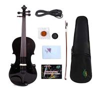 4/4 Electric Violin Acoustic Violin Black Color Solid maple Spruce wood Free violin case Bow Handmade Violin