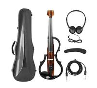 4/4 Electric Violin Carbon Fiber Headless Fiddle Electric Violin With Bow Carry Case Headphone Cable Shoulder Rest