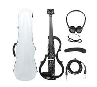 4/4 Electric Violin Carbon Fiber Headless Fiddle With Carry Case Bow Headphone Cable Shoulder Rest Violin Parts Accessories