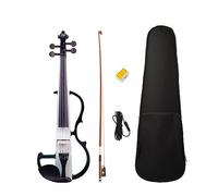 4/4 Electric Violin Set Solidwood Body Black White Violin W/Brazilwood Bow Audio Cable Violin Case Bridge
