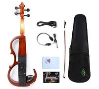 4/4 Electric violin Silent Solid wood Powerful Sound Support Headphone AMP Free Violin Case Bow Full size Red