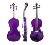 4/4 Full Size Acoustic Violin Basswood Fiddle Black Solidwood Fitted Violin With Carrying Case Brazilwood Bow (Color : Purple)
