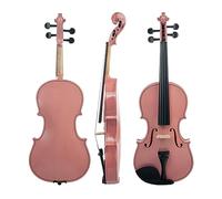 4/4 Full Size Acoustic Violin Basswood Fiddle Black Solidwood Fitted Violin With Carrying Case Brazilwood Bow (Color : Pink)