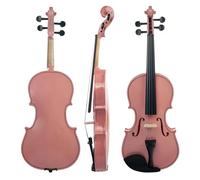 4/4 Full Size Acoustic Violin Colored Basswood Fiddle Solidwood Fitted Violin With Carrying Case Bow(Color:Pink)