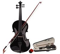 4/4 Full Size Black Acoustic Violin Set for Adults - Professional Basswood Violin with Case, Bow, Rosin & Accessories - Ideal for Beginners & Intermediate Players