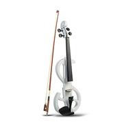 4/4 Full Size Mute Electric Solid Wood Violin In Metallic White Hand-carved Fiddle Set Brazilwood Bow Bridge Case