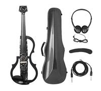 4/4 Intelligent Quiet Electric Violin Headless Carbon Violin With Bow Carry Case Headphone Cable Shoulder Rest Parts
