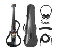 4/4 Intelligent Quiet Electric Violin With Bow Carry Case Headphone Cable Shoulder Rest Accessories Carbon Fibe Violin