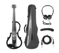 4/4 Intelligent Quiet Electric Violin With Bow Carry Case Headphone Cable Shoulder Rest Headless Carbon Fiddle