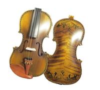 4/4 Light Brown Violin Carved And Inlaid With Shells The Back Is Beautifully Carved And Edging