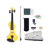 4/4 Mute Electric Wood Violin Set Yellow Violin W/Brazilwood Bow Violin Strings Carrying Case Maple Bridge