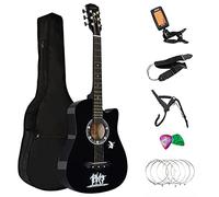4/4 Size 38" Classic 6 Strings Acoustic Guitar Full Package Pack with Accessories (Black)