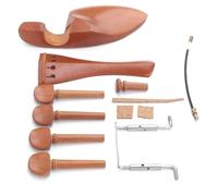 4/4 Size Violin Fiddle Accessories Kit with 4 Tuning Pegs Tailpiece Jujube Wood Bridge Chin Rest Replacement Parts, ChinRest Tailpiece Tail Gut Endpin Cork Wood with Pegs and Screws