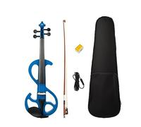 4/4 Solid Wood Electric Violin Set W/Brazilwood Bow Carrying Case Audio Cable Blue Student Violin For Beginner