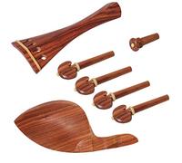 4/4 Violin Accessory Parts Set Red Solid Wood with Tailpiece Chin Rest End Pin Tuning Pegs