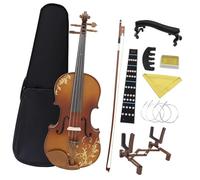 4/4 Violin Acoustic Solid Carved Wood Natural Color Violino Basswood Violin Kits With Case Bow