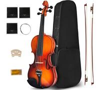 4/4 Violin For Beginners, CVN-300 Full Size Fiddle Set For Student, Solidwood Ebony Fitted Starter Violins Kit with Hard Case, Rosin, Bow, Stringed Musical Instruments