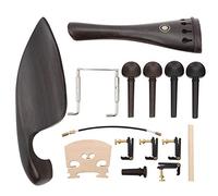 4/4 Violin Tailpiece Kit with Ebony Chinrest, Maple Bridge, Alloy Tuners, Soundpost and Endpin, Full Replacement Parts Set for Student and Intermediate Violins