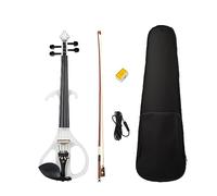 4/4 White Electric Violin Set Ebony Fittings Tailpiece Fingerboard Chin Rest W/Bow Audio Cable White Student Violin